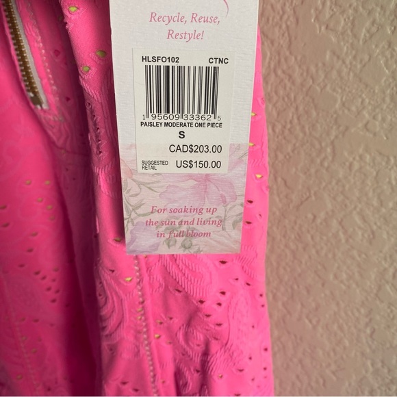 LOVESHACKFANCY X HURLEY - EYELET PAISLEY MODERATE ONE PIECE Cotton Candy - Picture 12 of 16